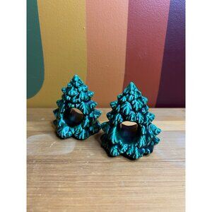 Vintage ceramic Christmas tree evergreen small dark green napkin